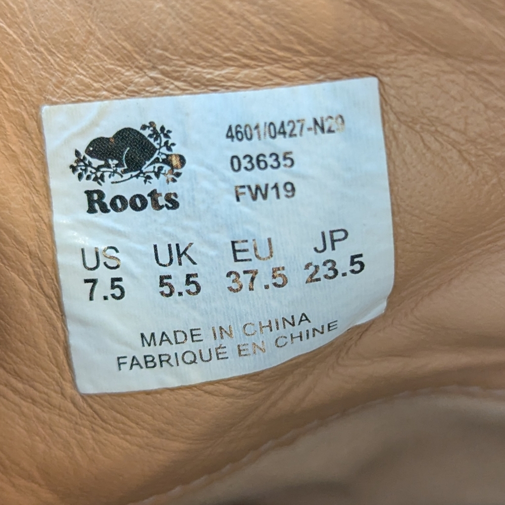Roots 7.5 Ankle Boot Leather Back Zip Caramel Tan - Picture 8 of 9